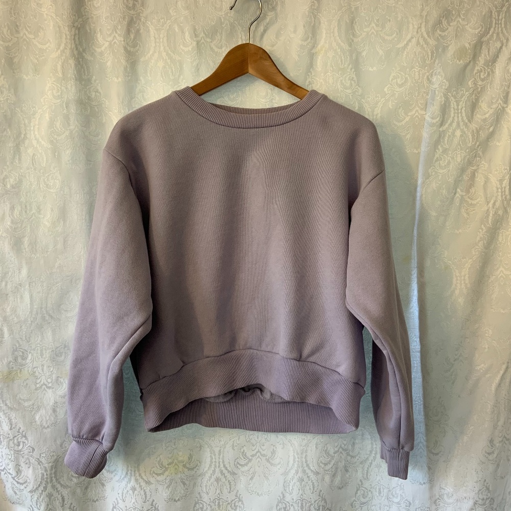 Lavender Oversized Fleece Crew Sweatshirt Size S